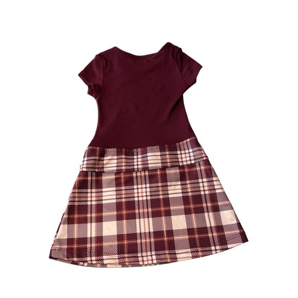 Lilt Burgundy Teddy Bear Plaid Belt Toddler Dress Size 4T - Picture 2 of 4